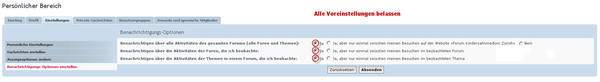 Benachrichtigungsoptionen einstellen