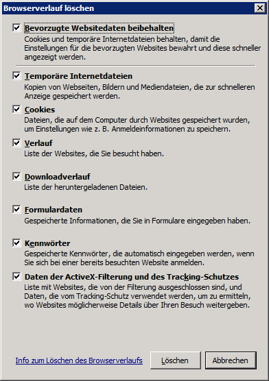 Abbildung 1: Cache löschen Internet Explorer